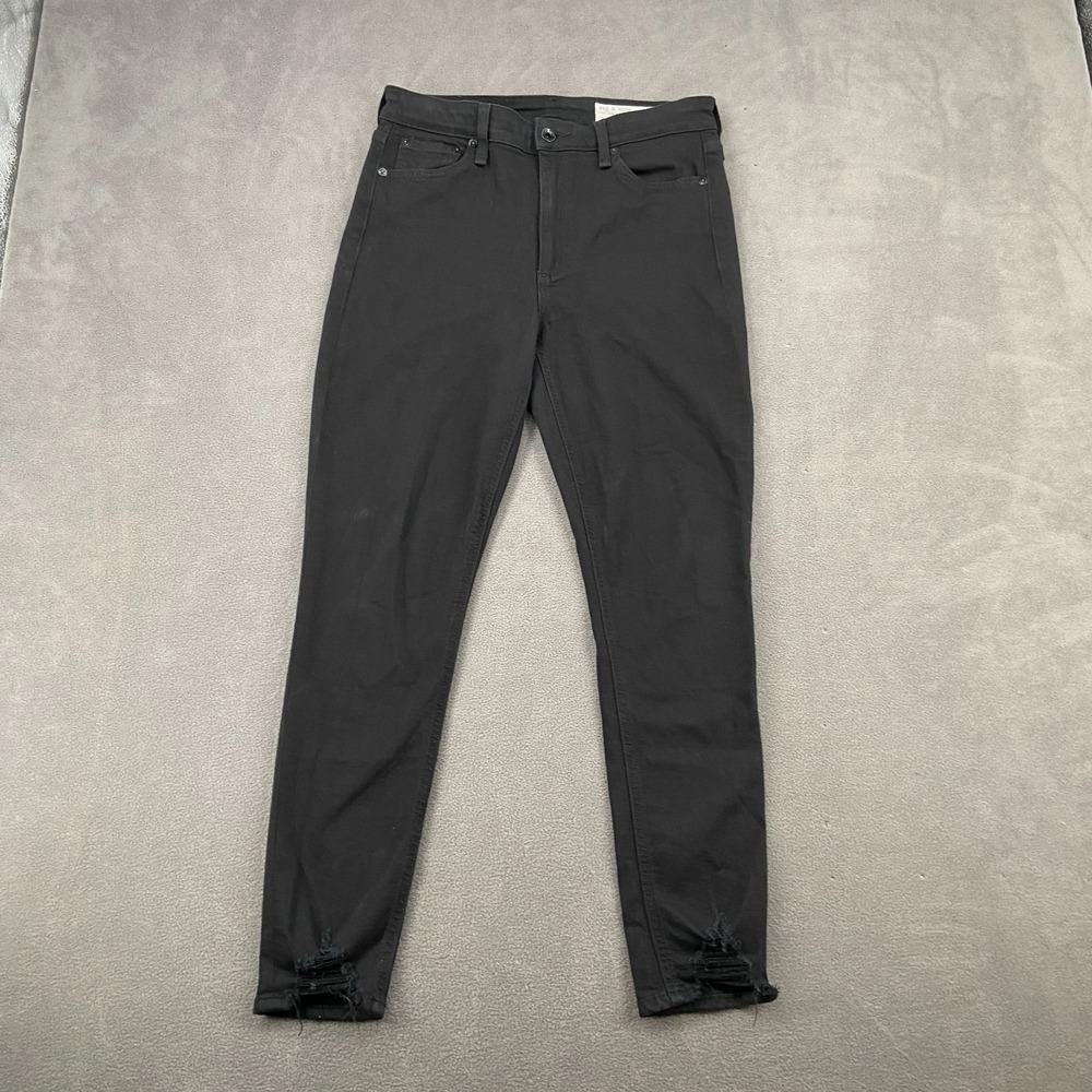 Rag &‎ Bone Nina High Rise Ankle Skinny Jeans Womens 28 Black Denim Distressed